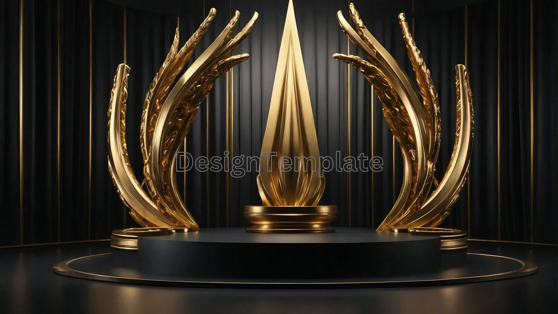 Luxurious Award Show Podium with Golden Background